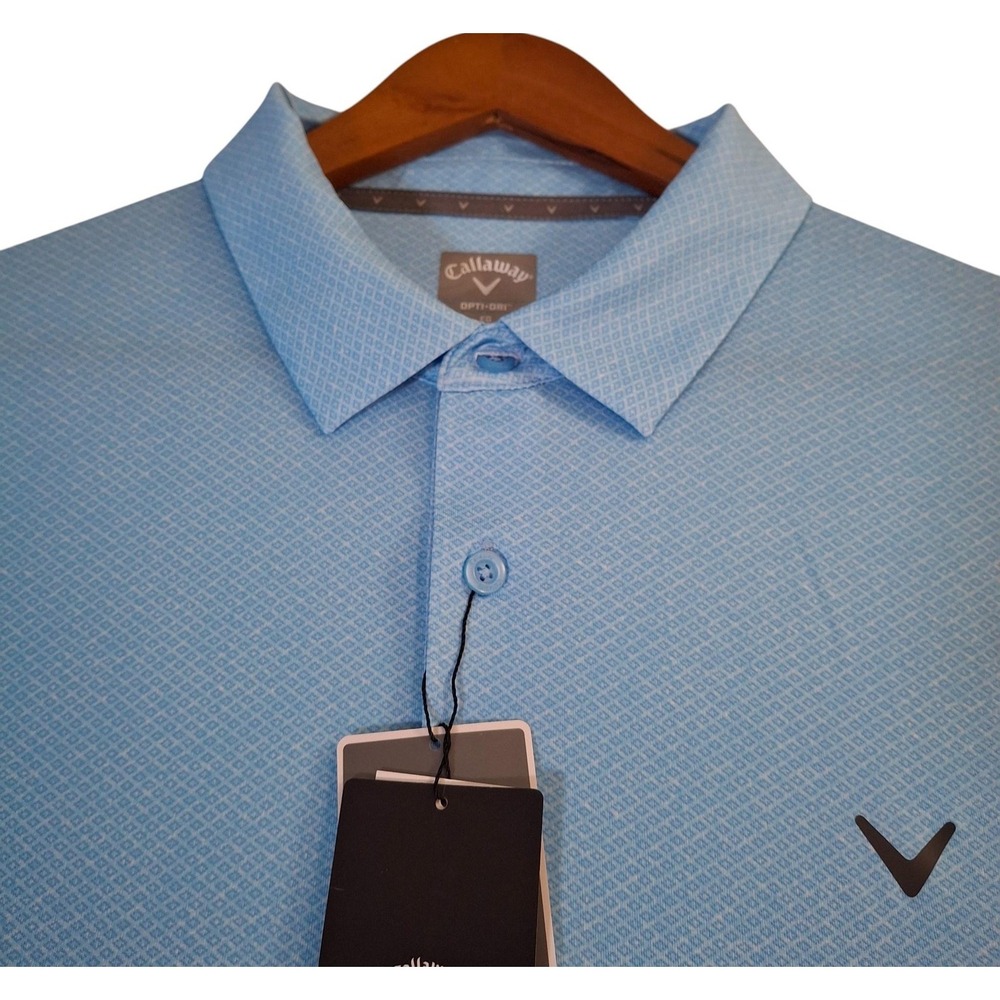 Callaway Geometric Polo Shirt Men's XL Blue Opti Dri Comet Sea Star Performance